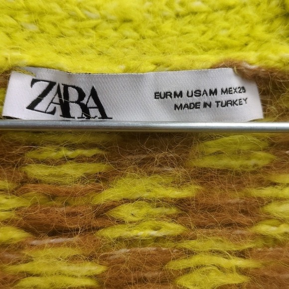 Zara Women's Abstract Neon Knit Cropped Oversized Maximalist Sweater Size M - Picture 6 of 8